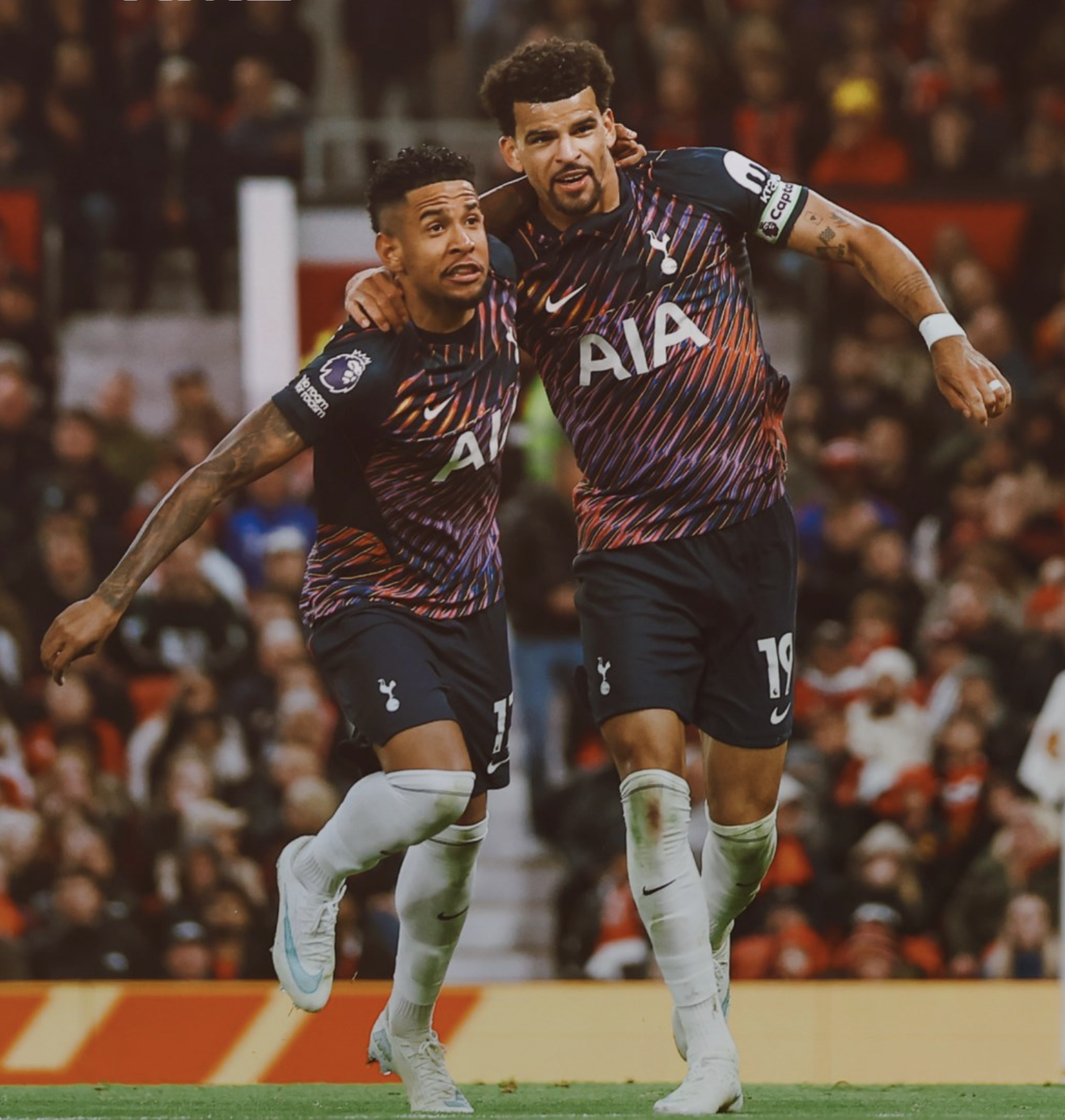 Sávio and Dominic Solanke celebrate the latter's goal.