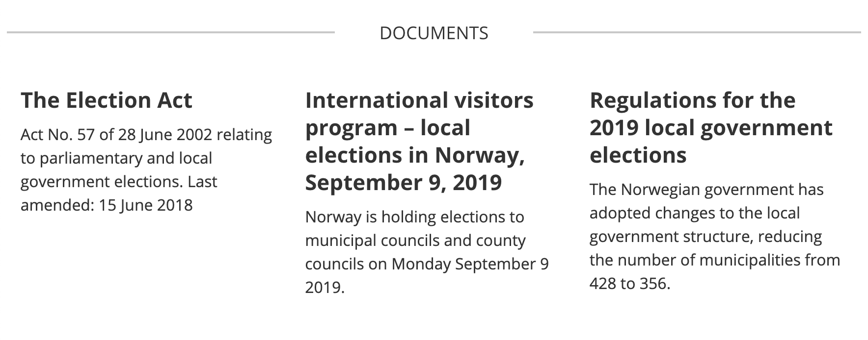 A section containing a heading and three teasers each containing a heading and a text snippet.
