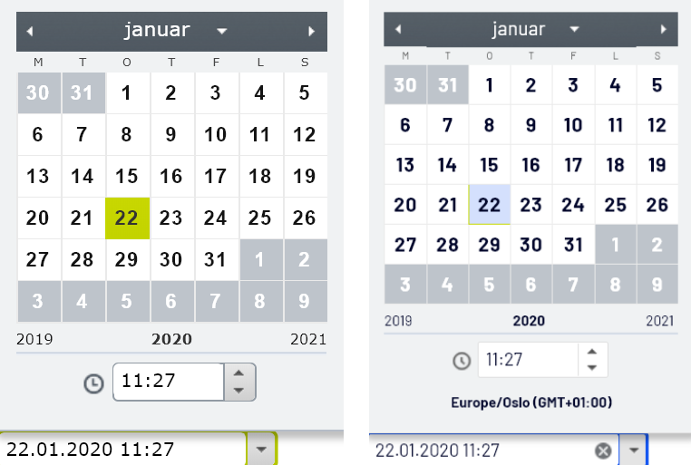 Sammenligner datoegenskapen før og etter oppgradering