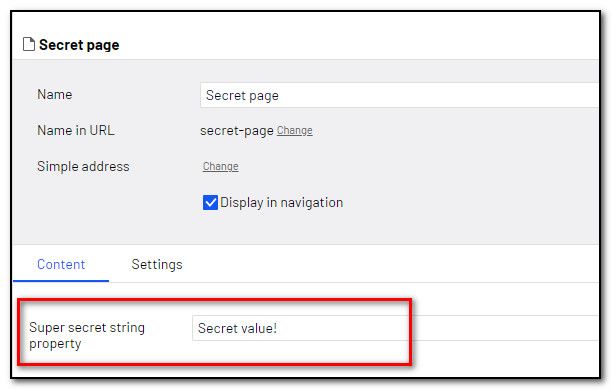 Secret property in edit mode