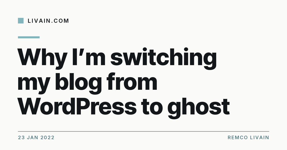 Why I’m switching my blog from WordPress to ghost — title card, livain.com