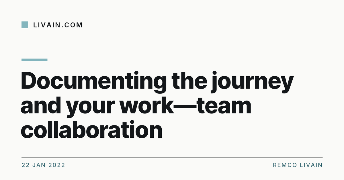 Documenting the journey and your work—team collaboration — title card, livain.com