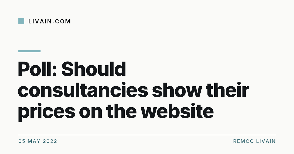 Poll: Should consultancies show their prices on the website — title card, livain.com
