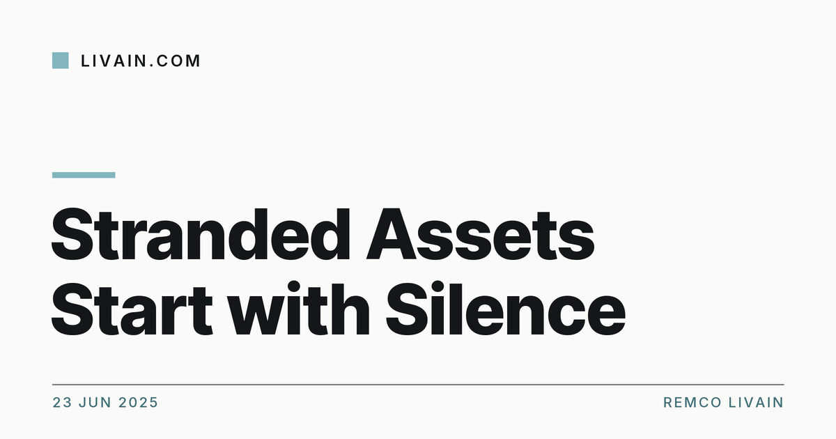 Stranded Assets Start with Silence — title card, livain.com