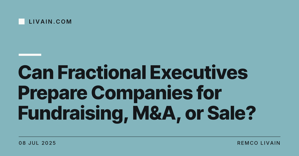 Can Fractional Executives Prepare Companies for Fundraising, M&A, or Sale? — title card, livain.com