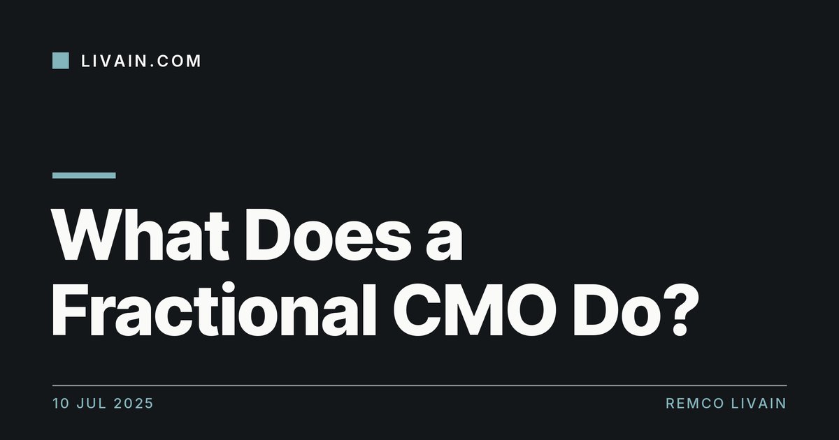 What Does a Fractional CMO Do? — title card, livain.com
