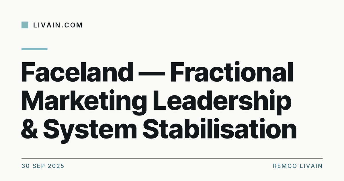 Faceland — Fractional Marketing Leadership & System Stabilisation — title card, livain.com