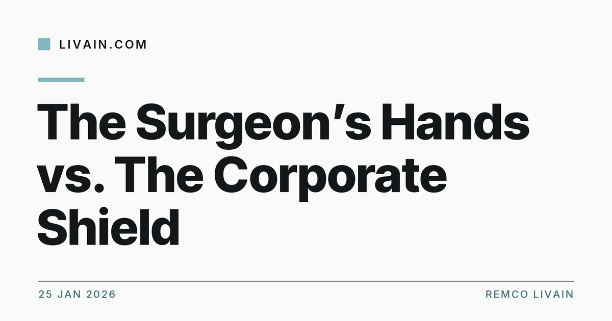 The Surgeon’s Hands vs. The Corporate Shield — title card, livain.com
