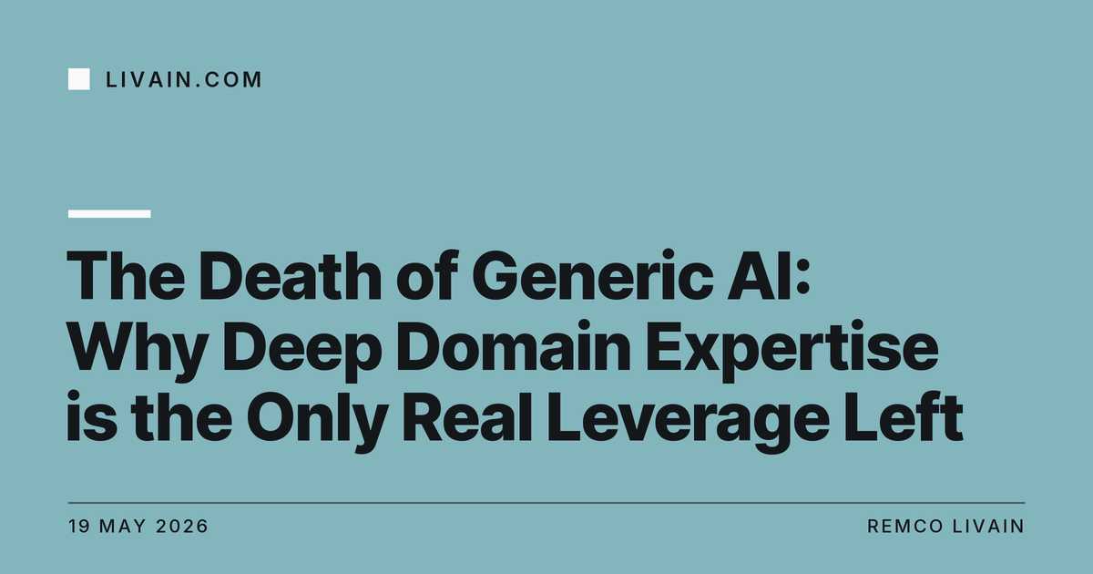 The Death of Generic AI: Why Deep Domain Expertise is the Only Real Leverage Left — title card, livain.com