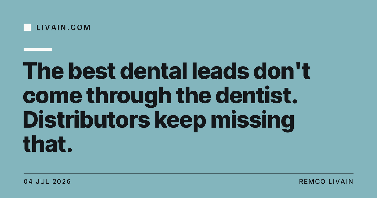 The best dental leads don't come through the dentist. Distributors keep missing that. — title card, livain.com