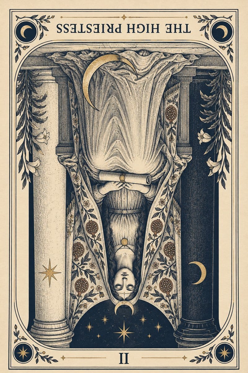 The High Priestess tarot card reversed for Scorpio