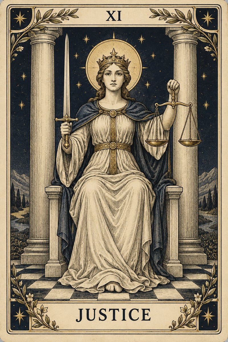 Justice tarot card upright for Aquarius