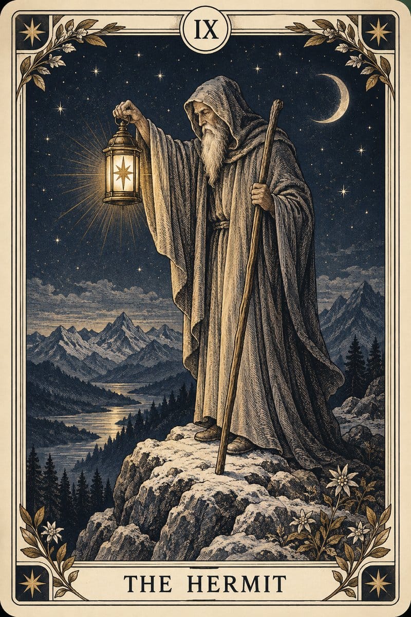 The Hermit tarot card upright for Capricorn