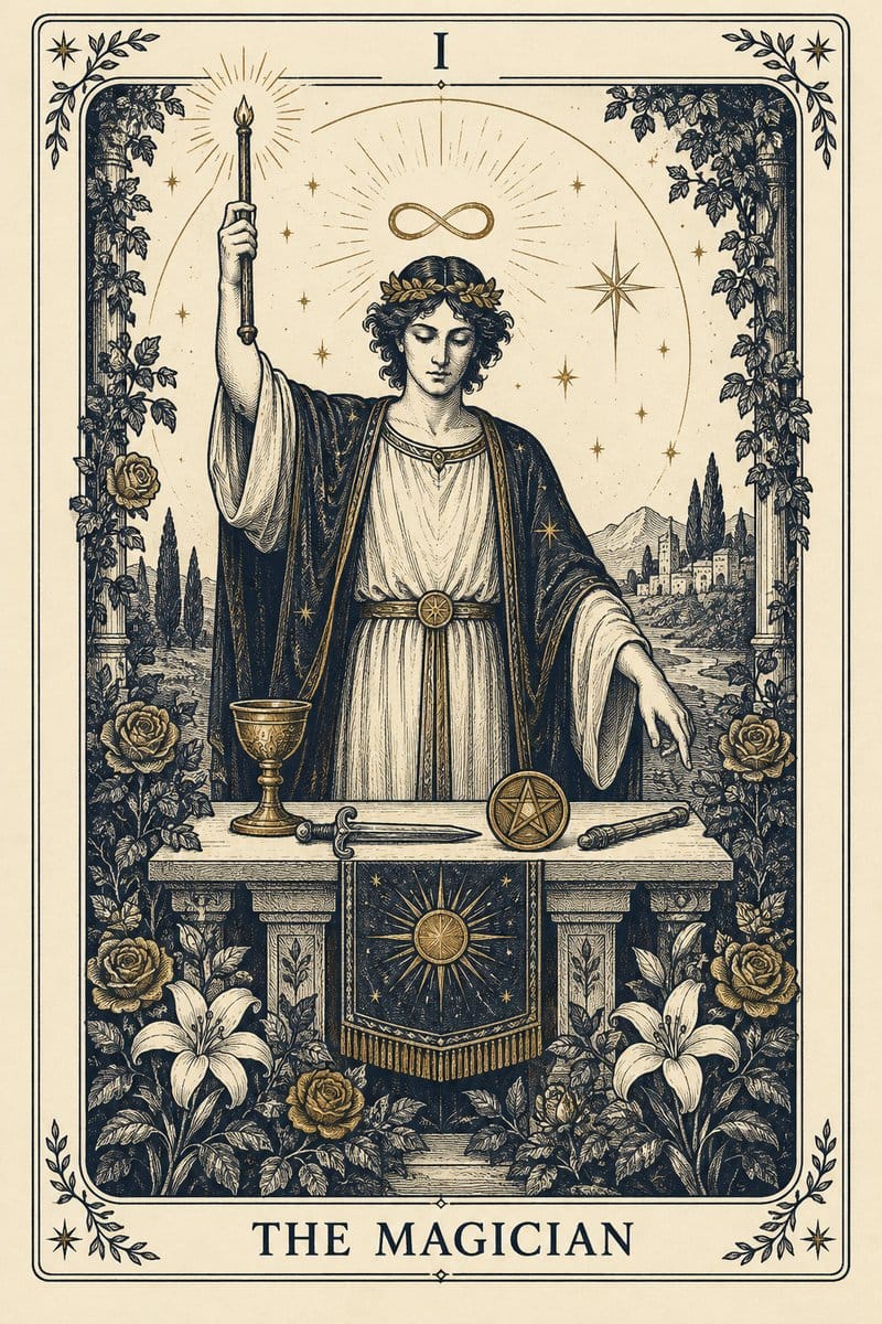 The Magician tarot card upright for Sagittarius
