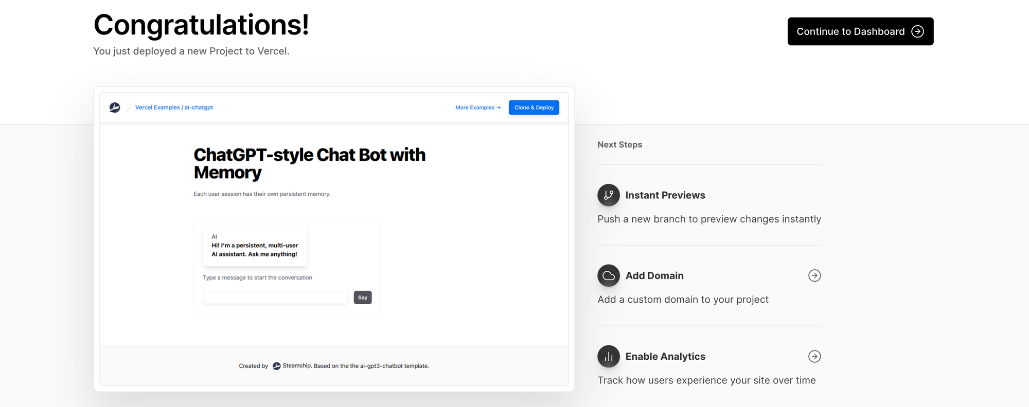 Vercel project deployed