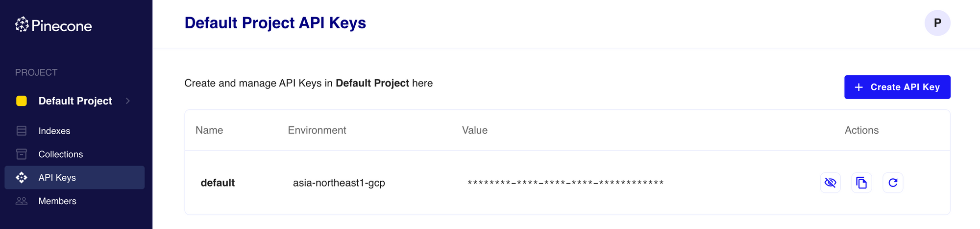 Pinecone API key and environment