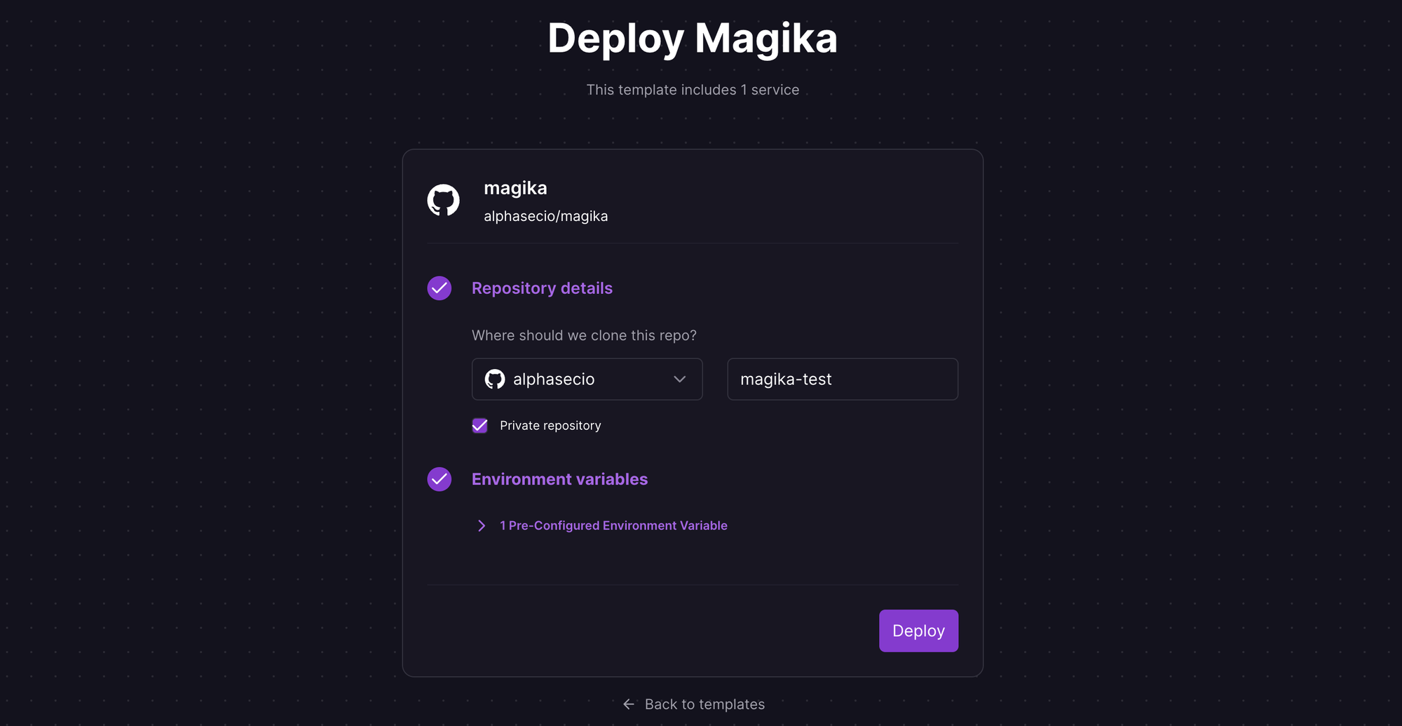Deploy the Streamlit app using one-click starter on Railway