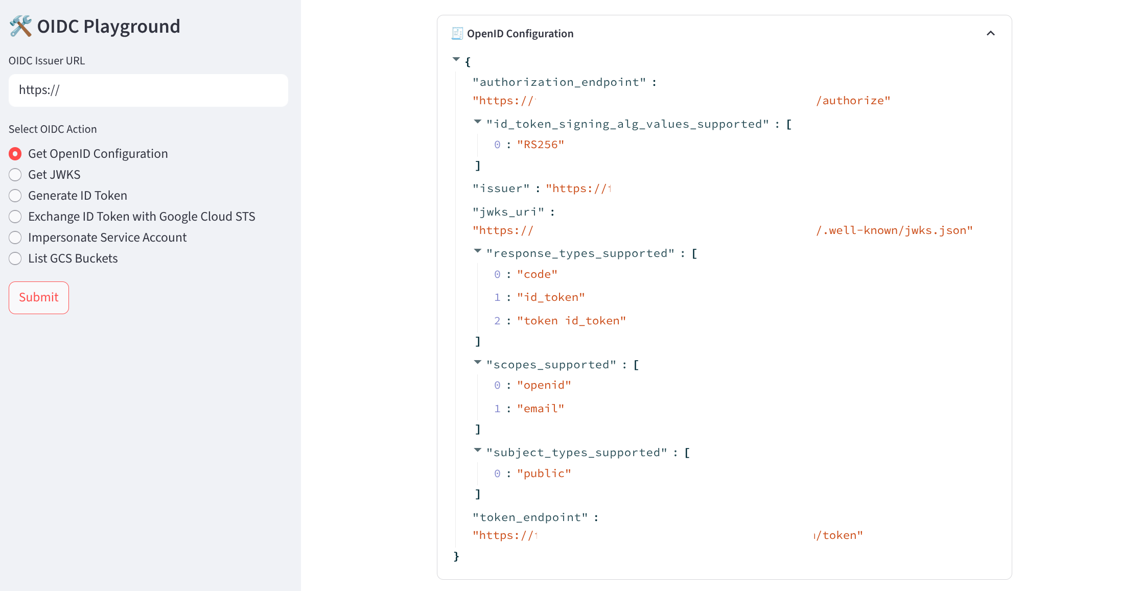 OIDC client - Get OpenID configuration