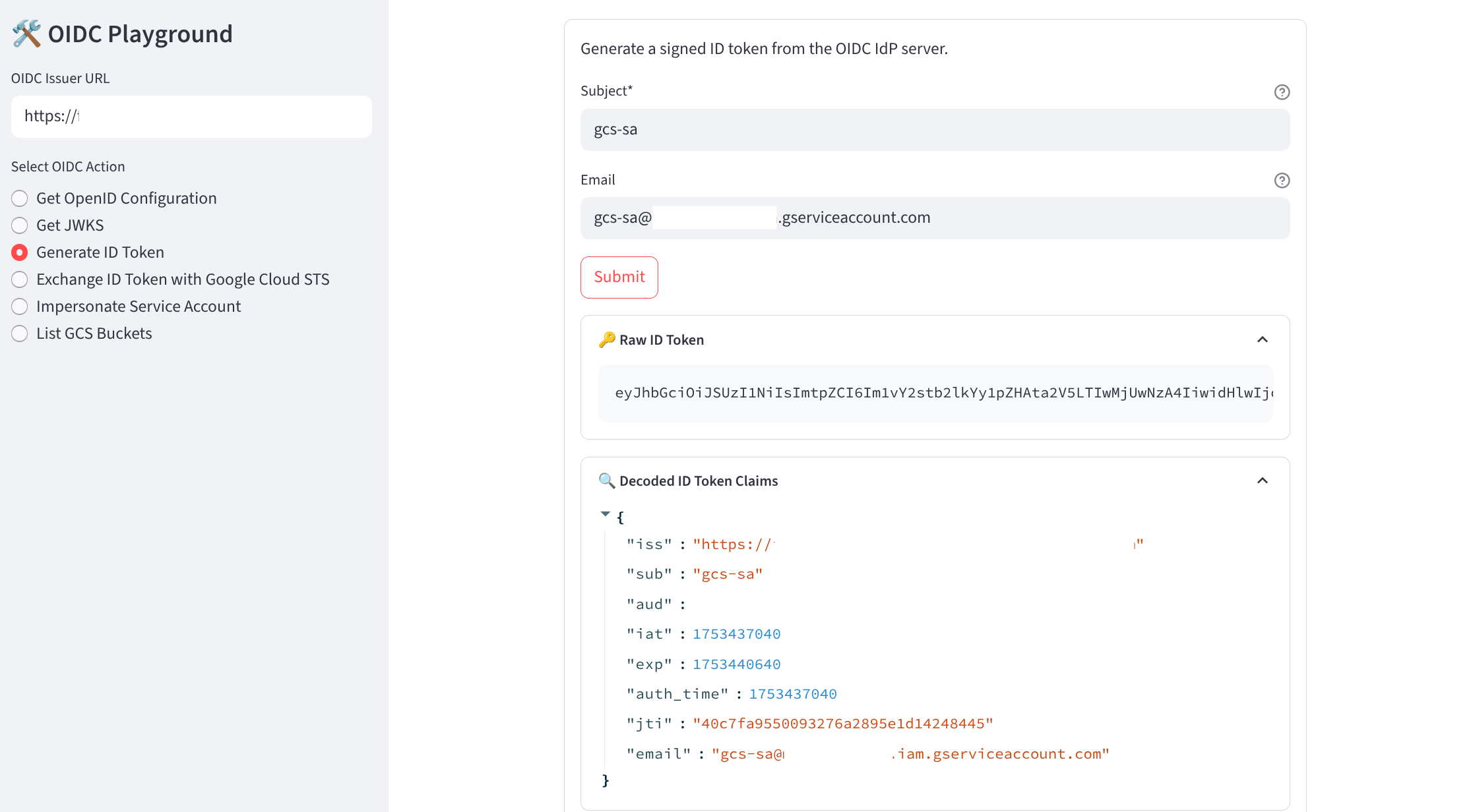 OIDC client - Generate ID token
