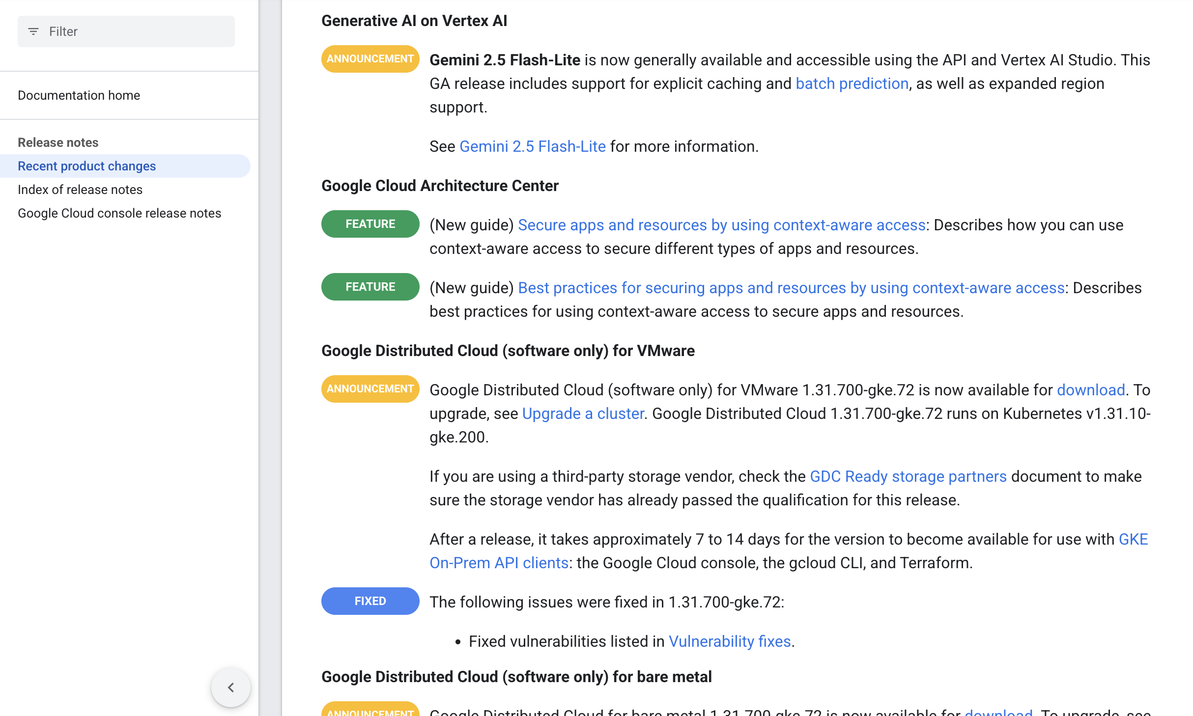 Google Cloud release notes excerpt for Jun 22, 2025