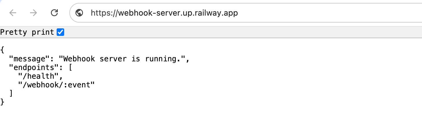 Simple webhook server deployed on Railway