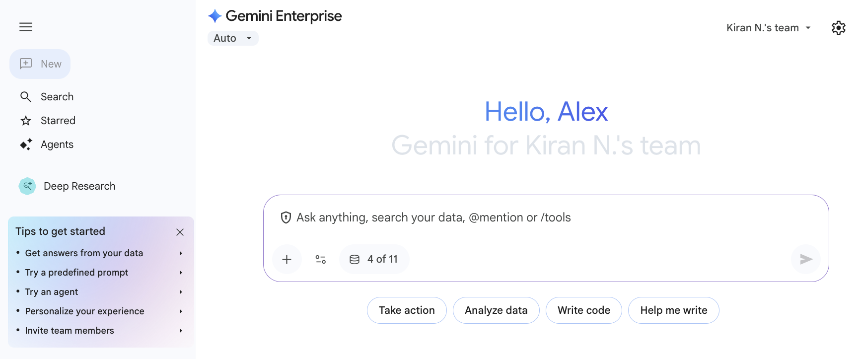 Gemini Enterprise end user application (source: docs.cloud.google.com)