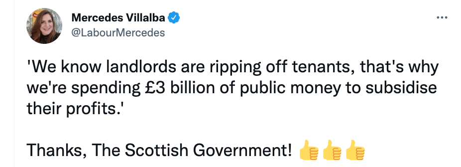 Tweet from Mercedes Villalaba MSP