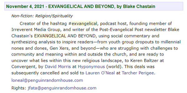 An update on Exvangelical & Beyond