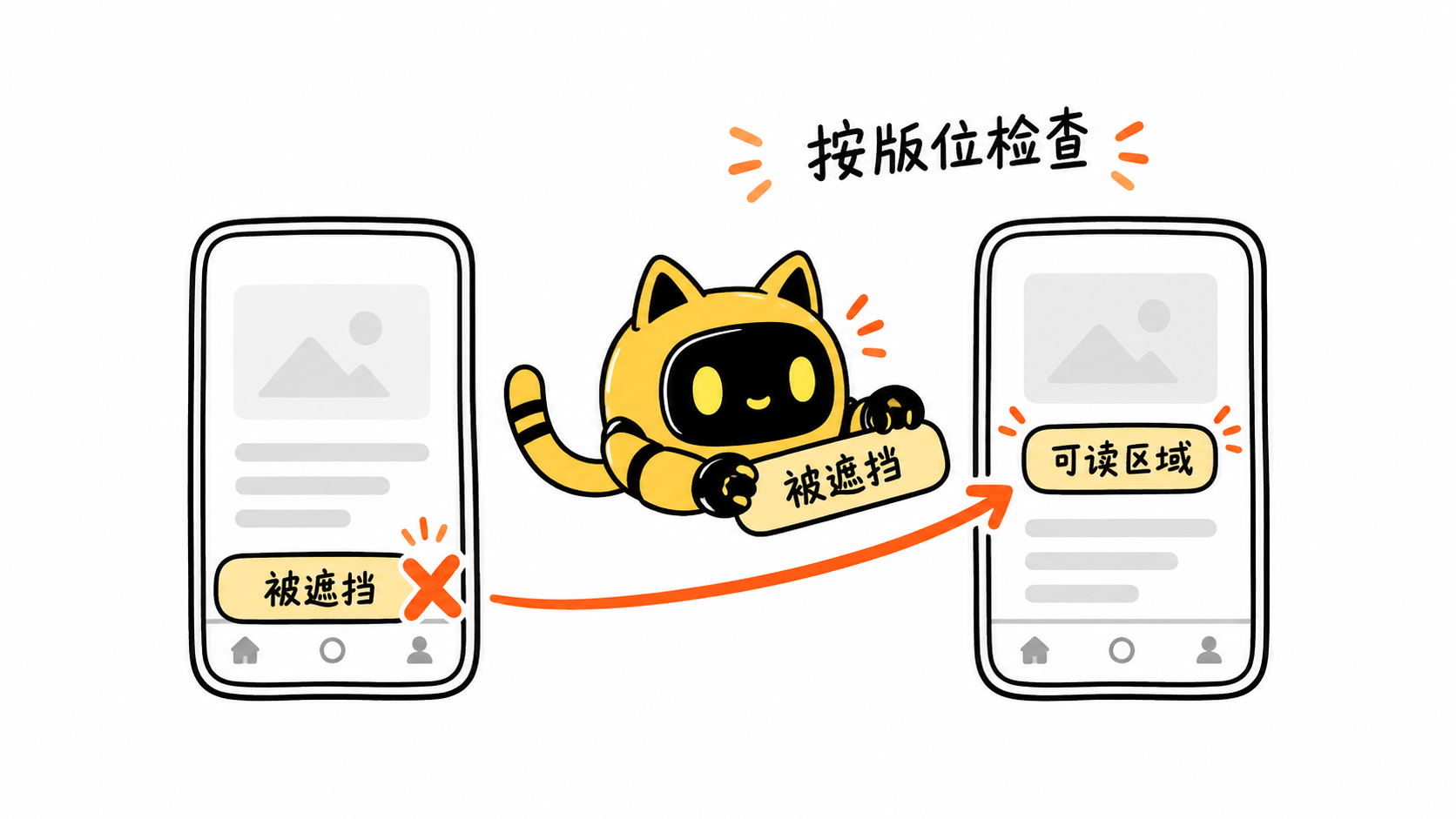 对照两个手机界面检查被遮挡的字幕与可读区域