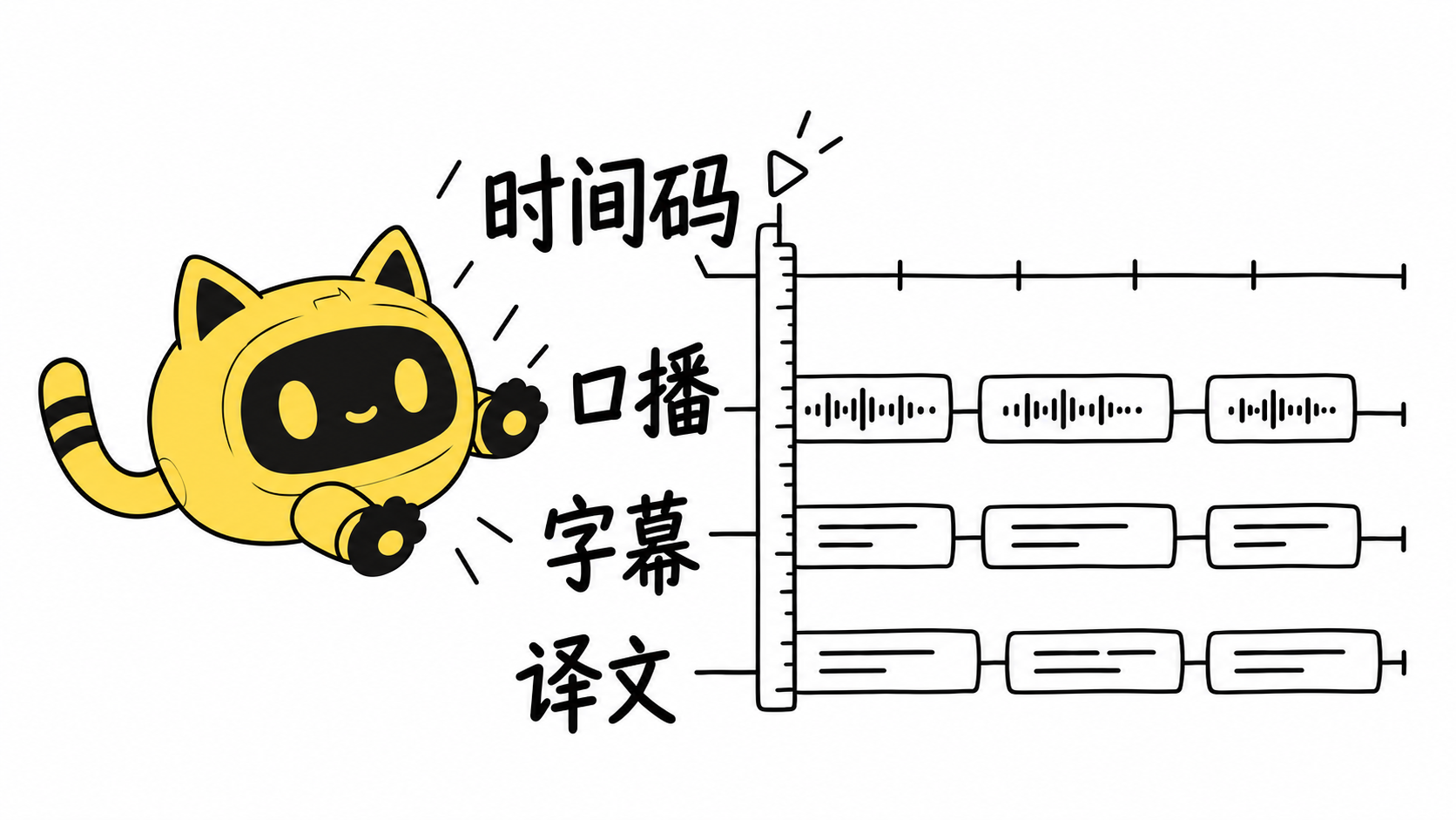 机器人用同一时间码对齐口播、字幕与译文