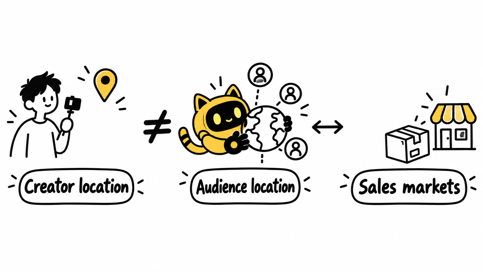 Creator location differs from audience location, which should be checked against the brand’s sales markets.