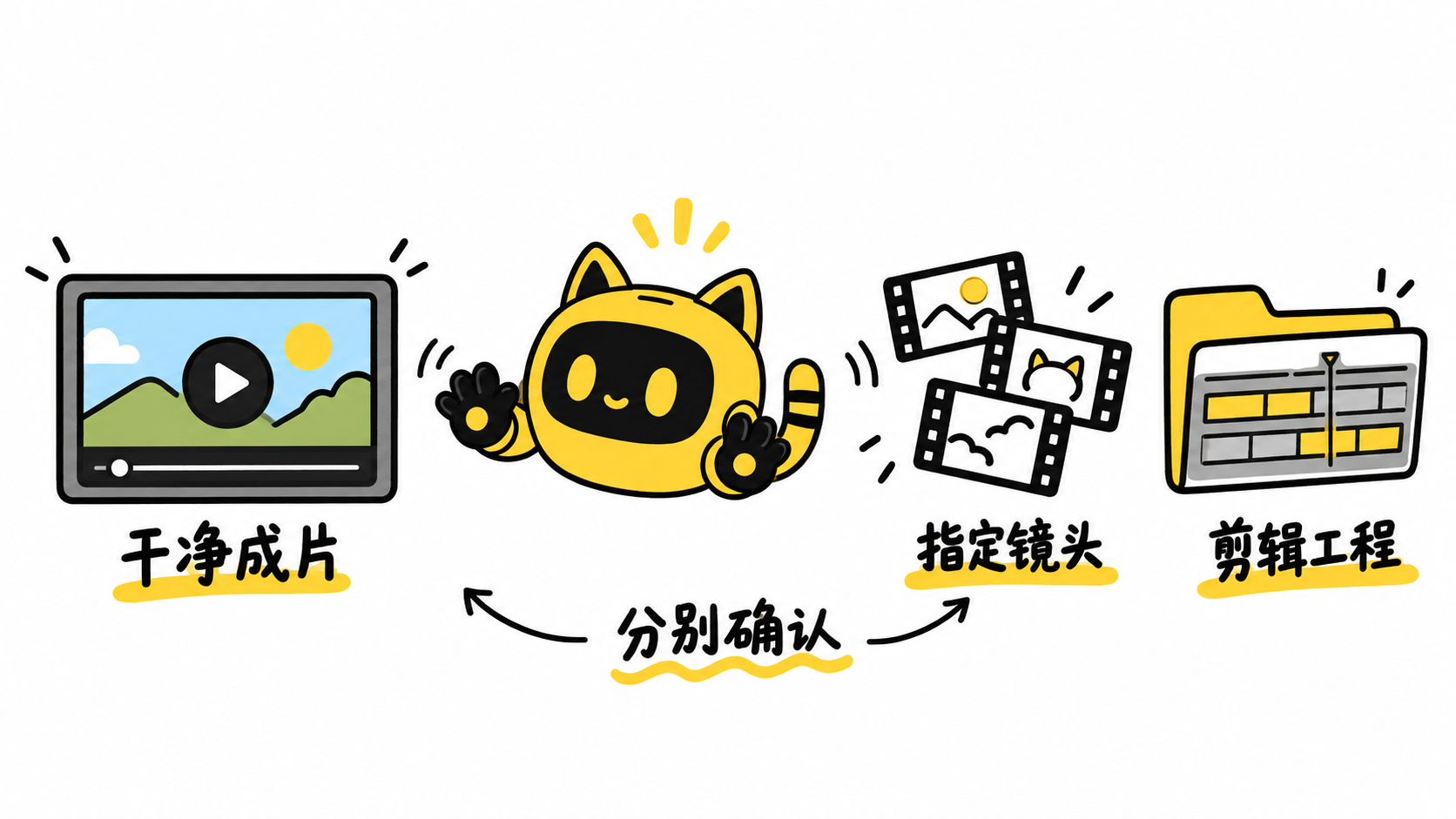 干净成片、指定镜头和剪辑工程是不同交付项，需要分别确认。
