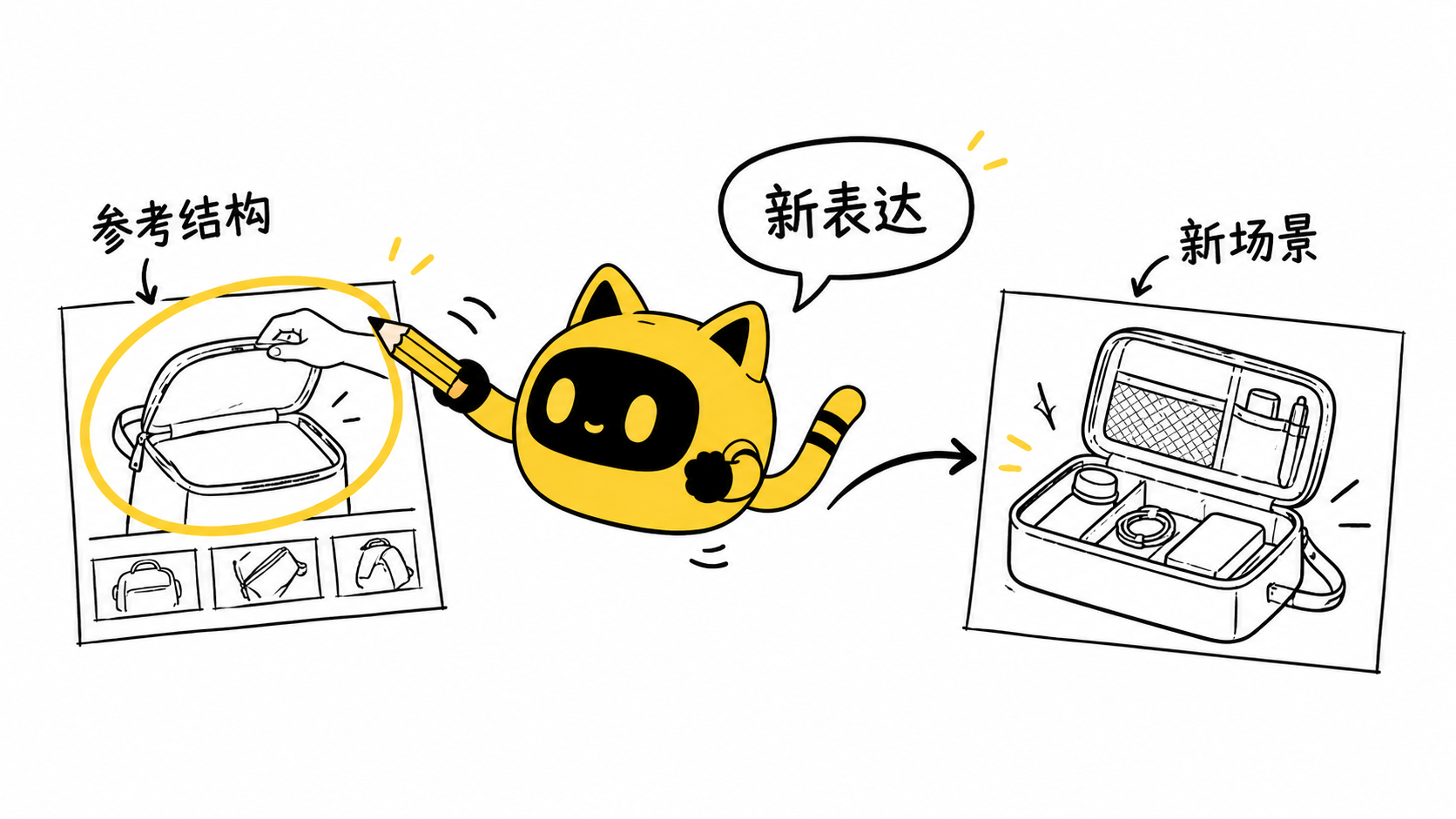 借鉴参考片的结构，用原创表达安排新的产品场景