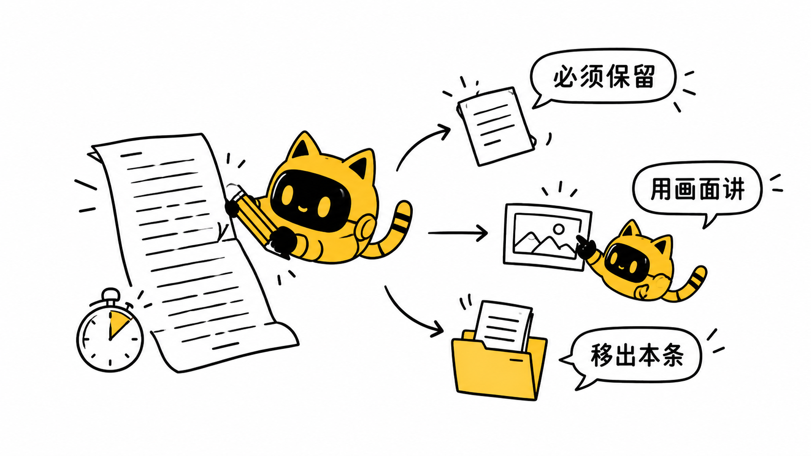 把长脚本拆成必须说、用画面展示和留到以后三类