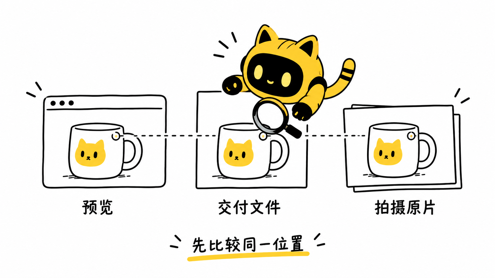 机器人在预览、交付文件和拍摄原片中比较同一画面