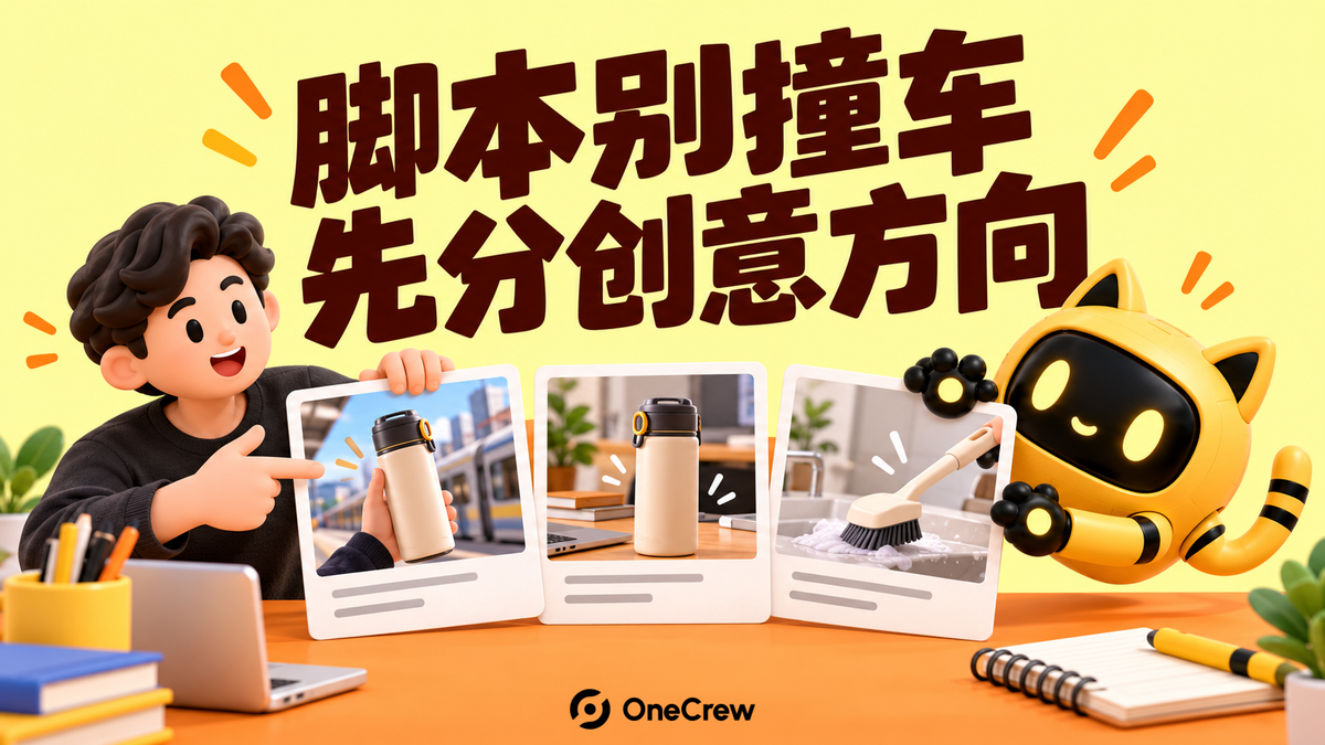 创作者与黄色机器人整理通勤、桌面和清洁三种拍摄方向