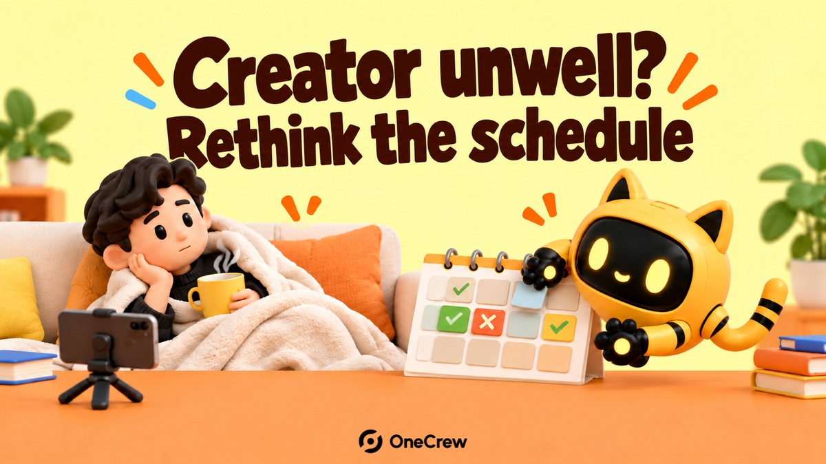 A resting creator and yellow robot consider a revised calendar