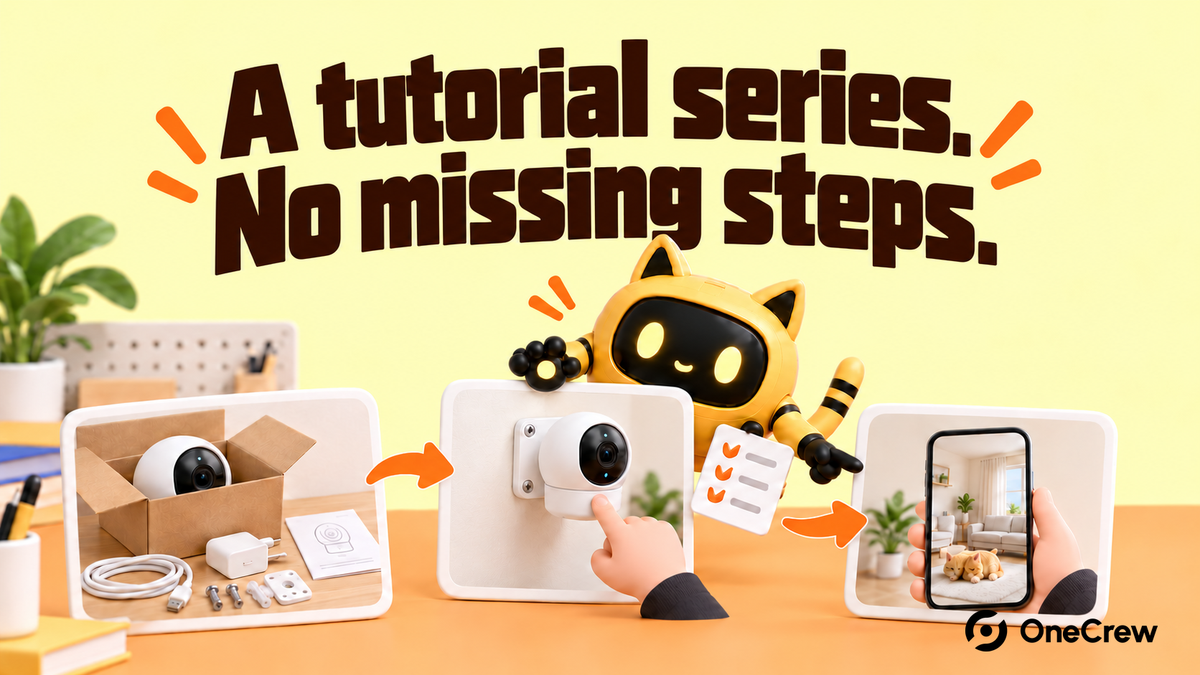 A robot connects preparation, operation and checking episodes beneath “A tutorial series. No missing steps.”