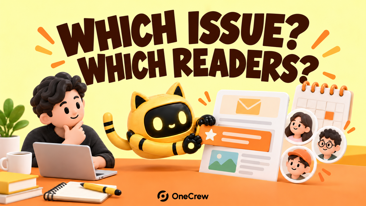 The yellow robot places a sponsor block in a newsletter beside a calendar and reader portraits.