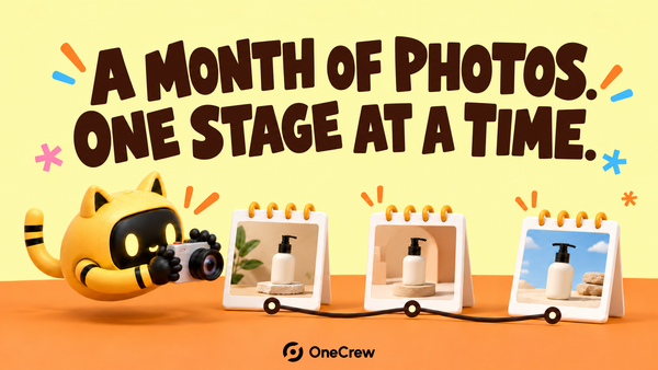 A robot arranges repeated product photography along a calendar