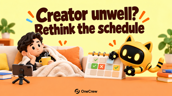 A resting creator and yellow robot consider a revised calendar