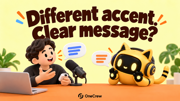 A creator speaks into a microphone while a robot listens with headphones