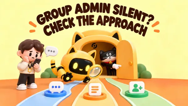 A teammate and the OneCrew robot inspect group collaboration routes beneath the headline “GROUP ADMIN SILENT? CHECK THE APPROACH.”