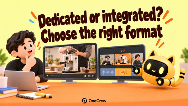 A creator and robot compare a full product video with a sponsored segment