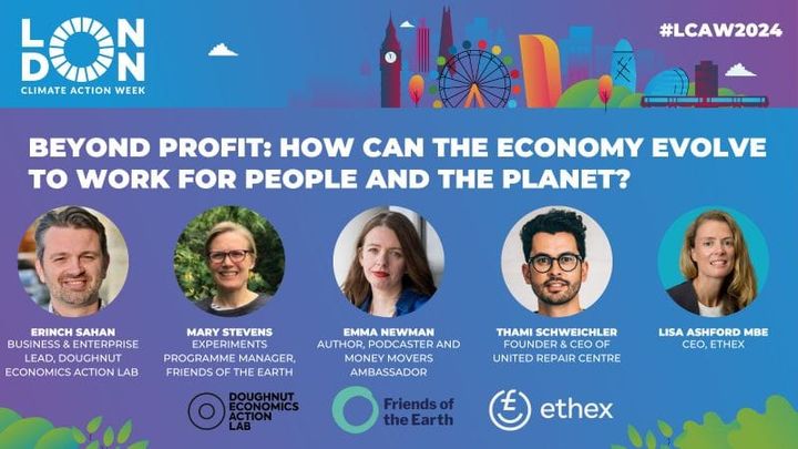 Panel event for London Climate Action Week showing participants