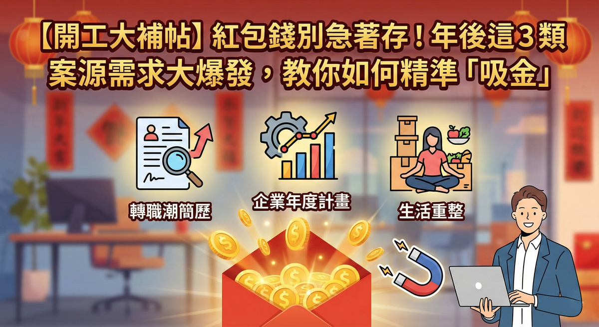 【開工大補帖】紅包錢別急著存！年後這 3 類案源需求大爆發，教你如何精準「吸金」
