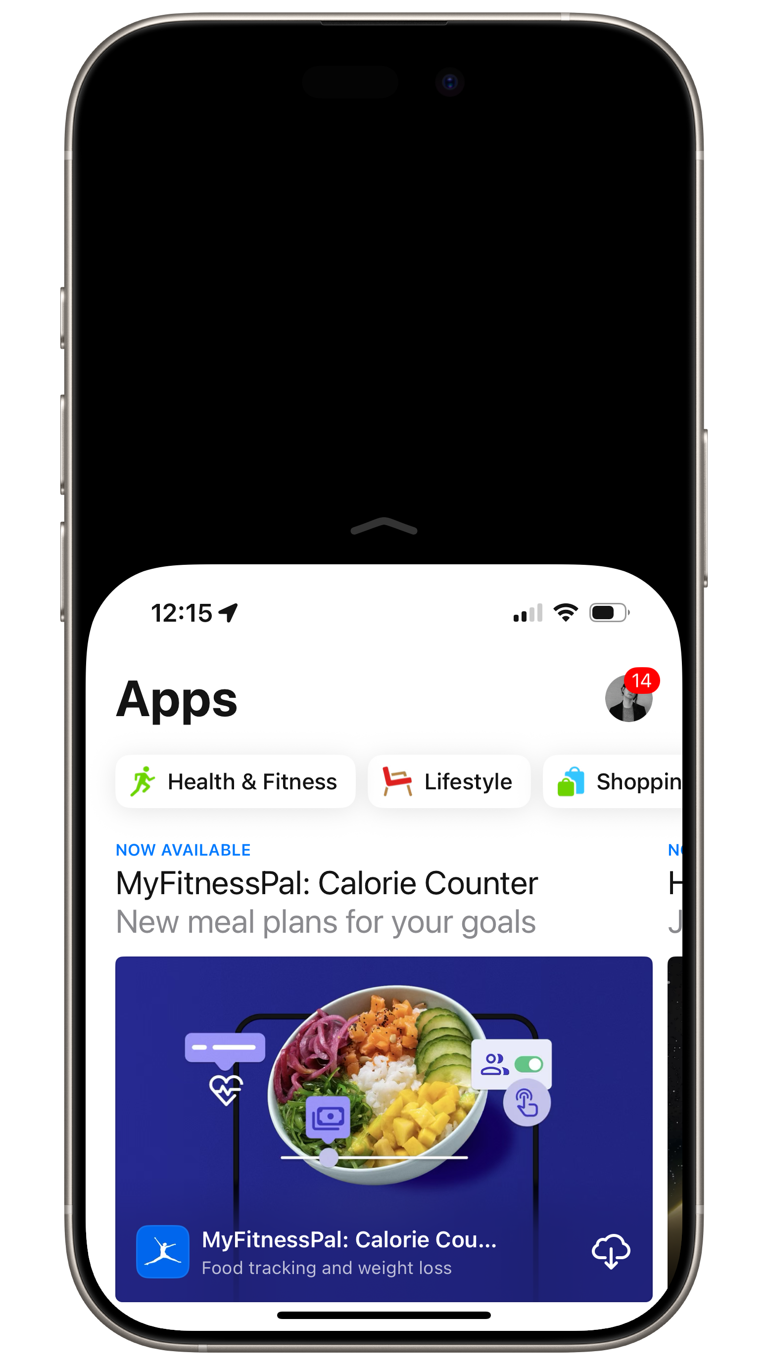 A screenshot of the App Store, showing Reachablity having moved the content down the screen