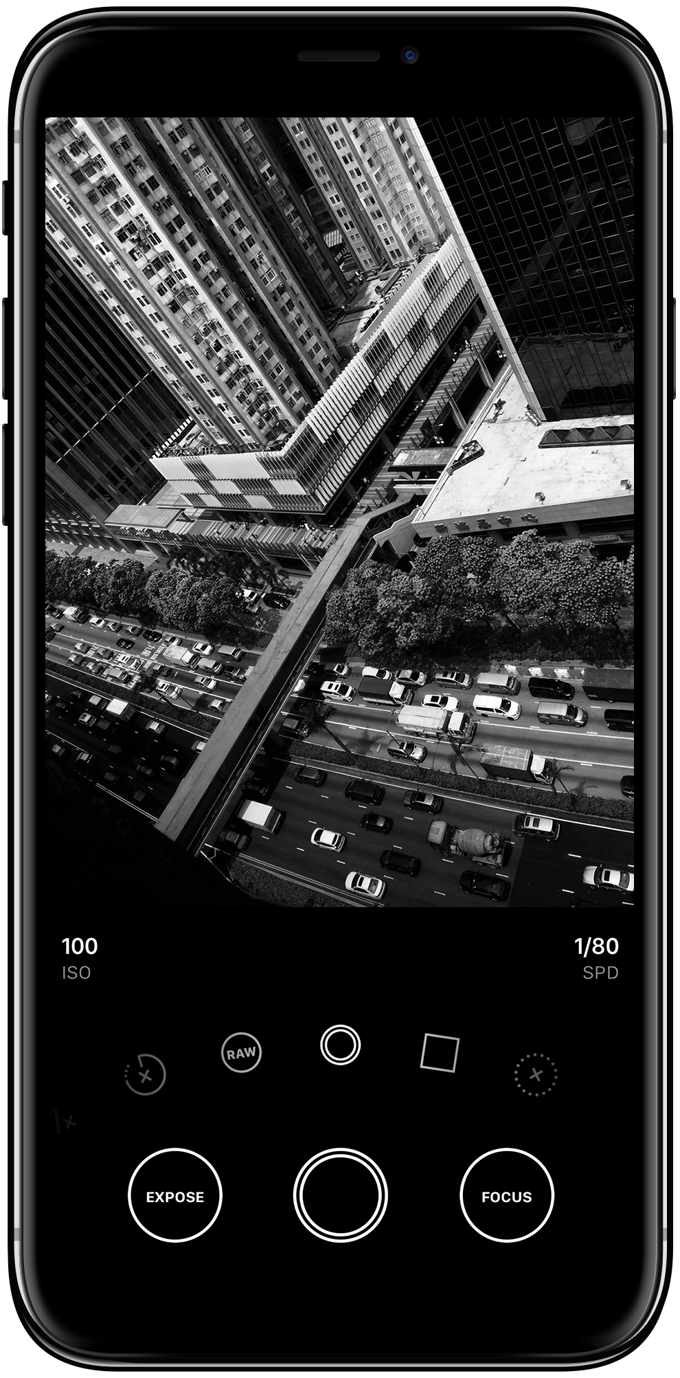 A screenshot of Obscura 2, showing its Control Wheel.