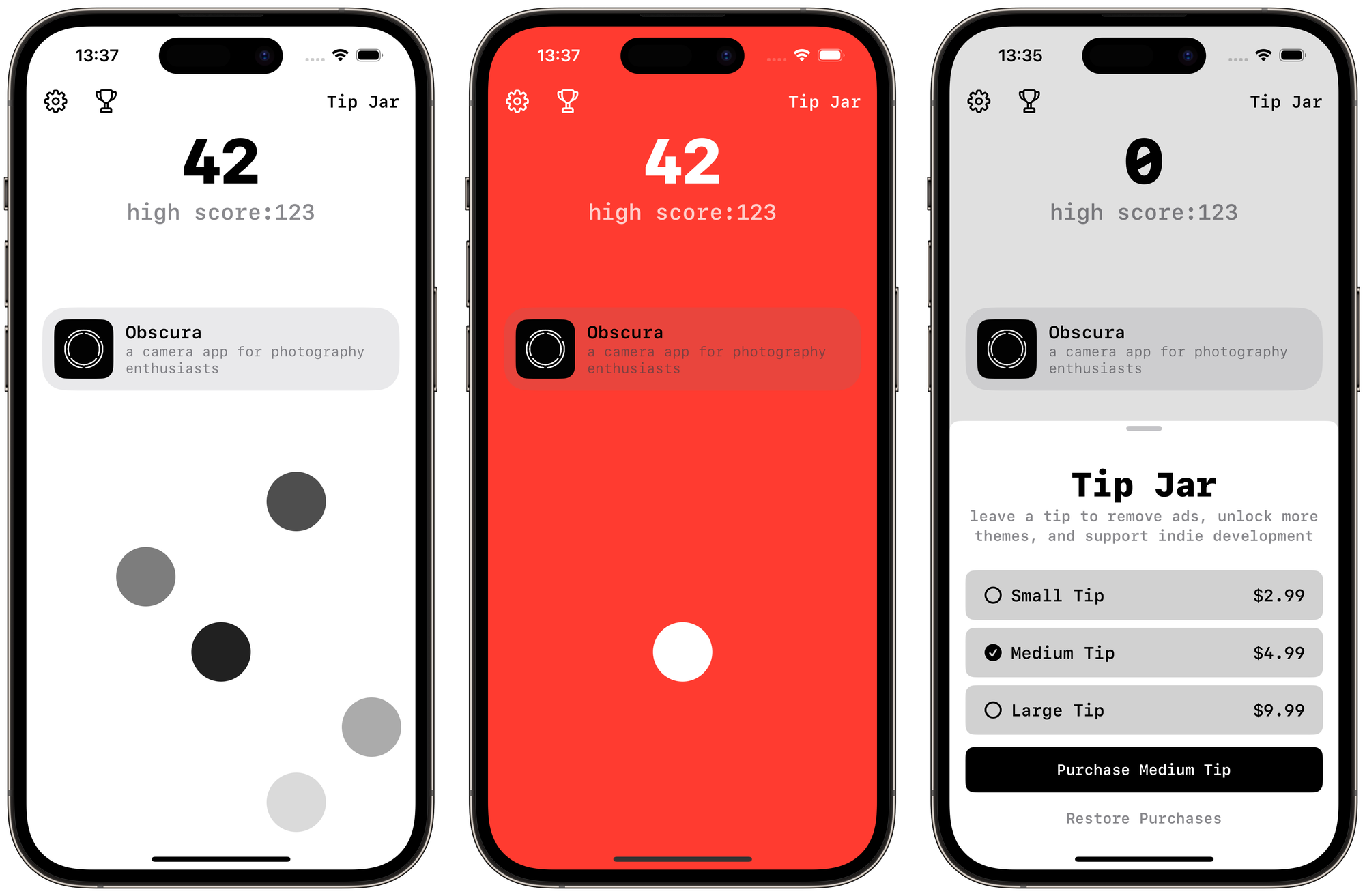 3 screenshots of Agile 3’s interface