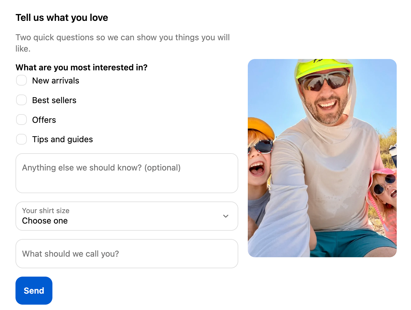 Forms: ask your customers a question and keep the answers